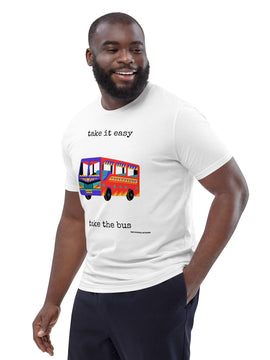 Unisex Organic Cotton T-shirt - take it easy, take the bus