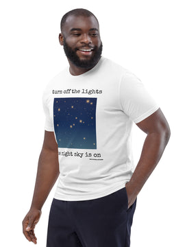 Unisex Organic Cotton T-shirt - turn off the lights, the universe is on